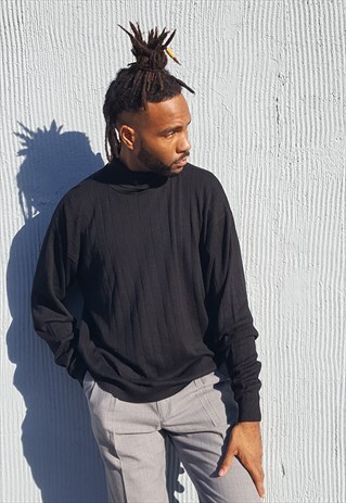90S MINIMALIST RIBBED SILK BLEND TURTLE NECK SWEATER XXL