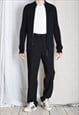 VINTAGE 90S BLACK MINIMALIST WOOL BLEND FORMAL MENS PANTS