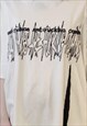 STITCHED GOTHIC TEE GRAFFITI SLOGAN GRUNGE T-SHIRT IN WHITE