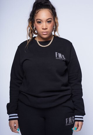 BLACK STRIPE CUFF SWEATER TRACKSUIT