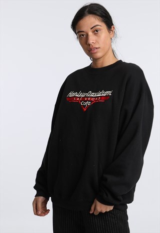90S HARLEY DAVIDSON EMBROIDERED SPELLOUT SWEATSHIRT