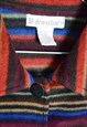 VINTAGE COLOURFUL STRIPED RELAXED FIT FLEECE SHIRT JACKET