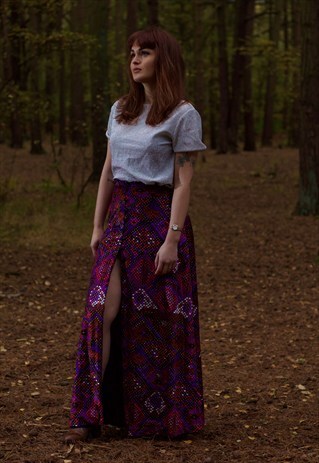 VELVET PAISLEY MAXI SKIRT