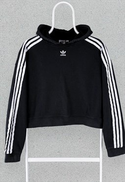 Adidas Originals Black Hoodie Cropped Striped Womens UK 10