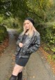 VINTAGE 90S Y2K GENUINE LEATHER BLACK BIKER BOMBER JACKET