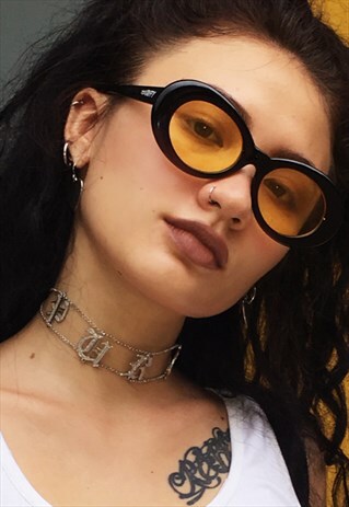 BLACK TINTED OVAL CLOUT GOGGLES SUNGLASSES