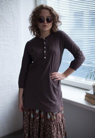 VINTAGE 90'S BROWN COTTON TUNIC