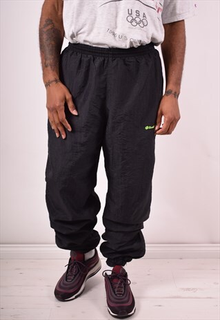 LOTTO MENS VINTAGE TRACKSUIT TROUSERS XL BLACK 90S