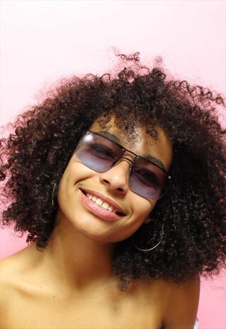 VINTAGE PURPLE OMBRE BLACK OVERSIZE SUNGLASSES