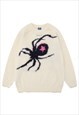 SPIDER SWEATER KNITTED PUNK JUMPER FLUFFY GRUNGE TOP BLACK