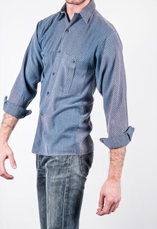 VINTAGE BLUE PATTERNED SHIRT