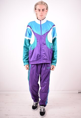 ADIDAS MENS VINTAGE FULL TRACKSUIT LARGE PURPLE 90S