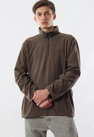VINTAGE THE NORTH FACE PULLOVER JACKET PILE 90S KHAKI BROWN