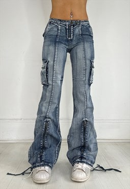 Vintage Y2k Jeans Cargo Utility Low Rise Grunge Streetwear