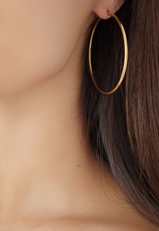 LARGE GOLD HOOP EARRINGS WITH QUALITY 18K PLATING 