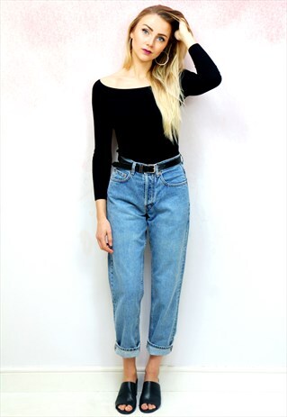 1990S VINTAGE CLASSIC BLUE WASHED HIGH WAIST MOM JEANS