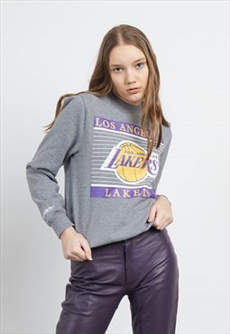 Vintage Roundneck Lakers Logo Grey Jumper Women XS