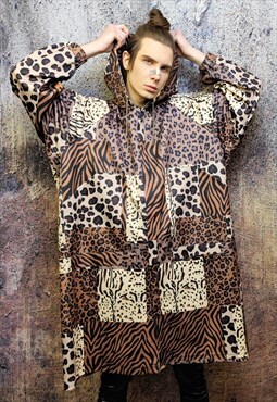 Leopard jacket handmade festival animal print windbreaker