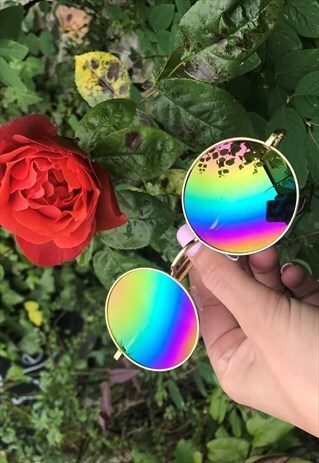 RETRO RAINBOW JOHN LENNON CIRCLE SUNGLASSES