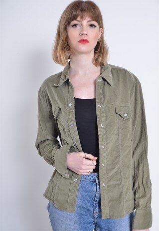 VINTAGE CORDUROY CORD SHIRT GREEN