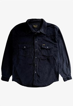 Vintage Men's Wrangler Long Sleeve Navy Corduroy Shirt