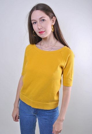 VINTAGE YELLOW WOMAN MINIMALIST SPORT TSHIRT