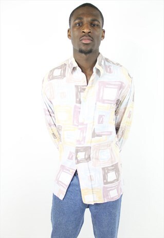 VINTAGE ABSTRACT 90'S PATTERNED SHIRT