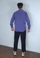 VINTAGE Y2K RAVE STRIPPED COOL GLAM SHIRT IN SHINE PURPLE