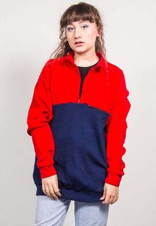 VINTAGE 90'S LL BEAN QUARTER ZIP OVERSIZED SWEATER