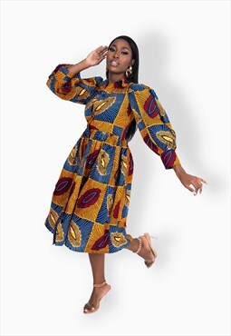 Classic African Print Irinse Shirt Dress