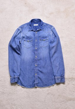 AllSaints Ipsley Blue Denim Casual Shirt