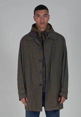 RARE 2010 CP COMPANY GREEN FULLY LINED HOUNDSTOOTH COAT