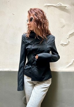 Vintage BALENCIAGA wool black blouse 