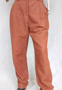Vintage Brown Linen Pants, Medium Size, High Waist Linen Sla