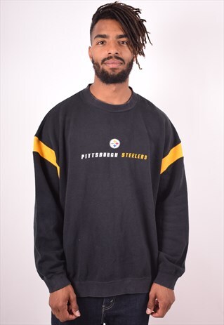 NFL MENS VINTAGE STEELERS SWEATSHIRT JUMPER XXL BLACK 90S