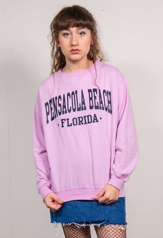 VINTAGE 90'S PASTEL PINK PENSACOLA BEACH FLORIDA SWEATSHIRT