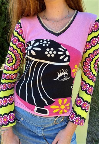VINTAGE Y2K CUSTO BARCELONA GRAPHIC RETRO LONG SLEEVE TSHIRT