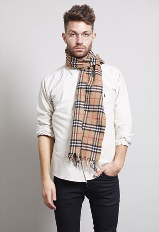 CLASSIC VINTAGE BEIGE CASHMERE BURBERRY SCARF