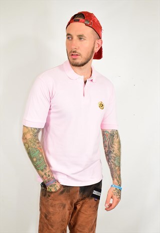 VINTAGE BURBERRY PINK EMBROIDERED POLO T SHIRT