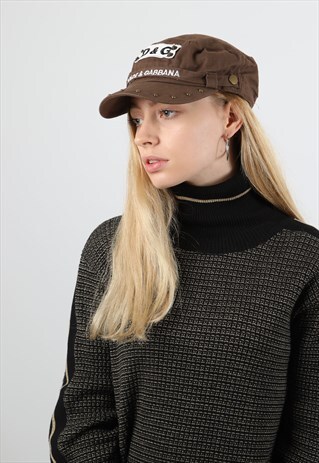 VINTAGE DOLCE AND GABBANA BROWN FLATCAP