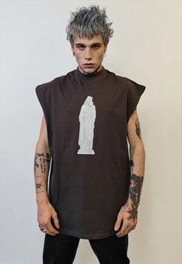 Sleeveless Gothic t-shirt statue print tank top grunge vest