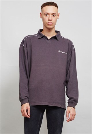90'S VINTAGE GREY REEBOK POLO SWEATER