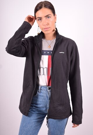 REEBOK WOMENS VINTAGE FLEECE JACKET XL BLACK 90'S