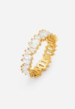 Gold Stacking Ring with Baguette Cubic Zirconia Stones