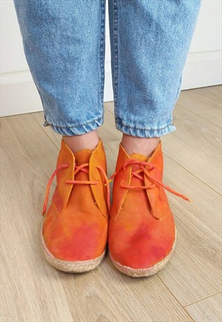 VINTAGE REWORKED HAND-PAINTED ORANGE FAUX LEATHER SHOES