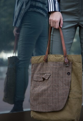 KHAKI UTILITY LEATHER STRAP VINTAGE BAG
