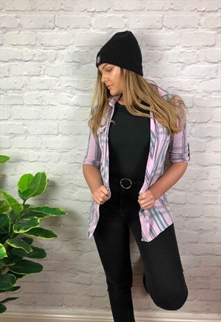 VINTAGE 90S BURBERRY CHECKED SHIRT PINK UK SIZE 12