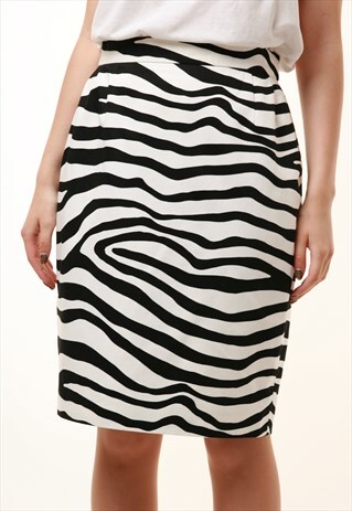 VINTAGE ESCADA ZEBRA PENCIL MINI SKIRT 829