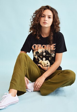 90'S RETRO GRUNGE OZZY OSBOURNE SLOGAN BAND T-SHIRT TOP TEE