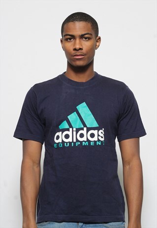 VINTAGE ADIDAS EQUIPMENT BIG LOGO T-SHIRT BLUE